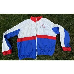 Vintage 1990s Starbus Weather Screen White Red DuPont Brevard NC Jacket Size XL